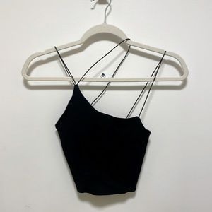 NWT Zara black asymmetrical crop top